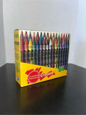 Vintage Prang Crayons - 64 Count - Fluorescents - Sharpener - Nontoxic RARE